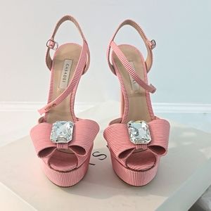 Casadei Flora Pink Bow Platform Sandals